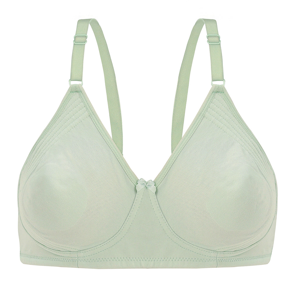 Wirefree Non - Padded Combed Cotton Everyday Comfort Bra - Light Green Shade