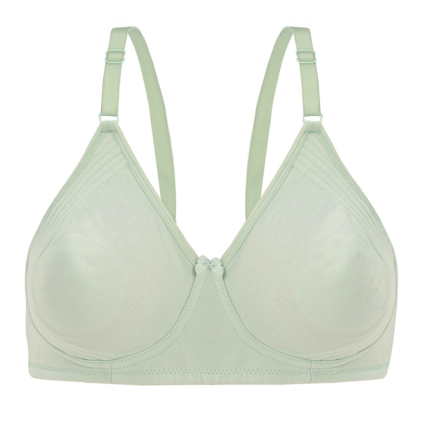 Wirefree Non - Padded Combed Cotton Everyday Comfort Bra - Light Green Shade