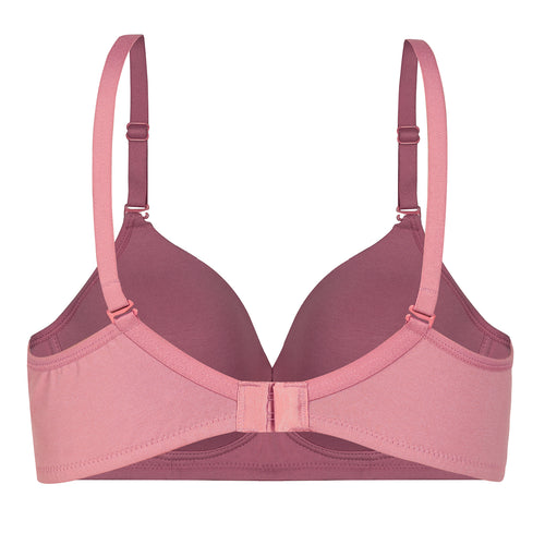 Wirefree Padded Combed Cotton Everyday Comfort Bra - Mauve Shade