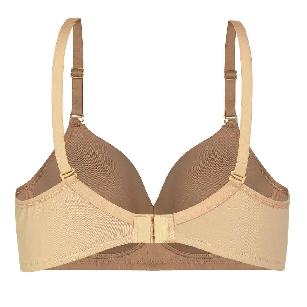 Wirefree Padded Combed Cotton Everyday Comfort Bra - Nude Shade