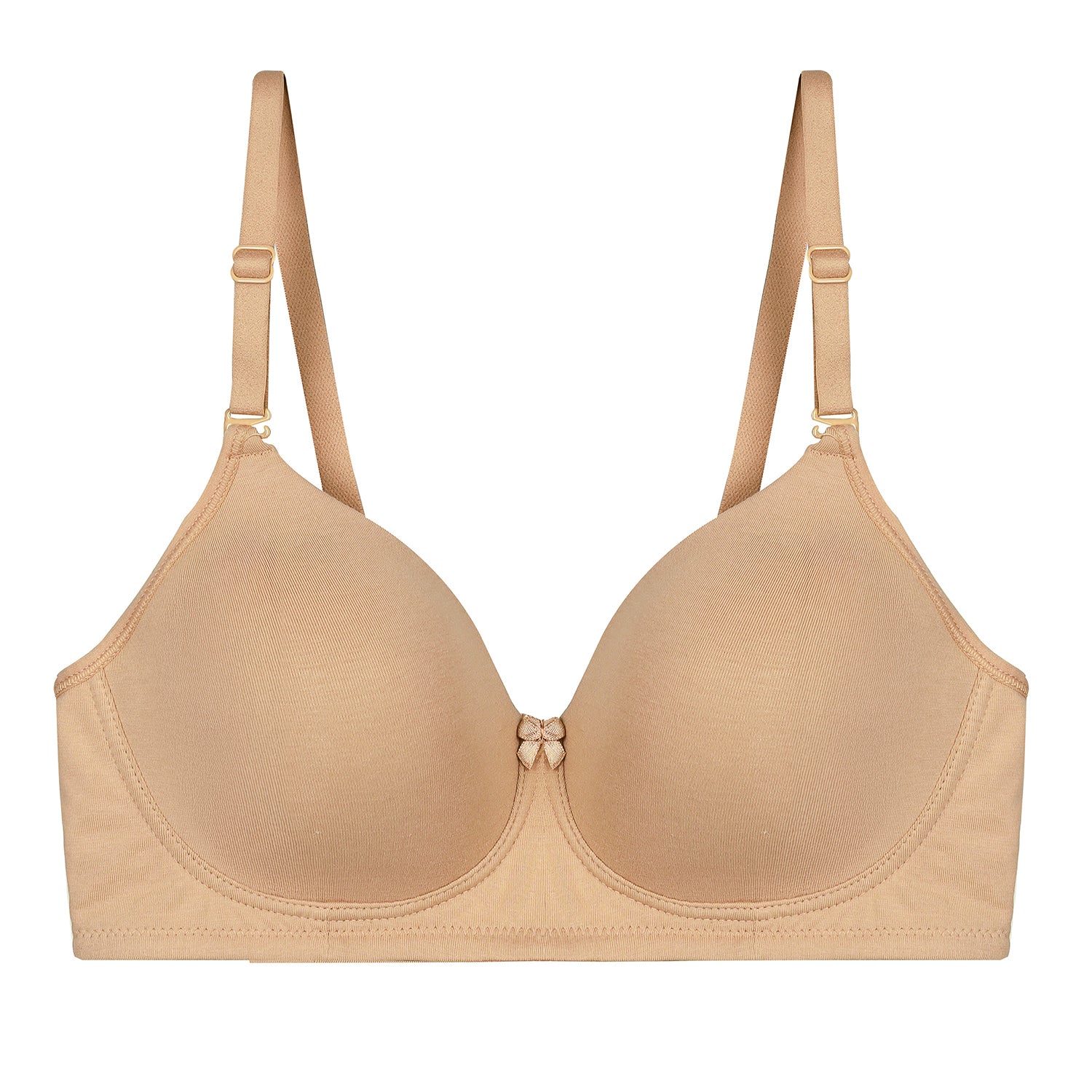 Wirefree Padded Combed Cotton Everyday Comfort Bra - Nude Shade
