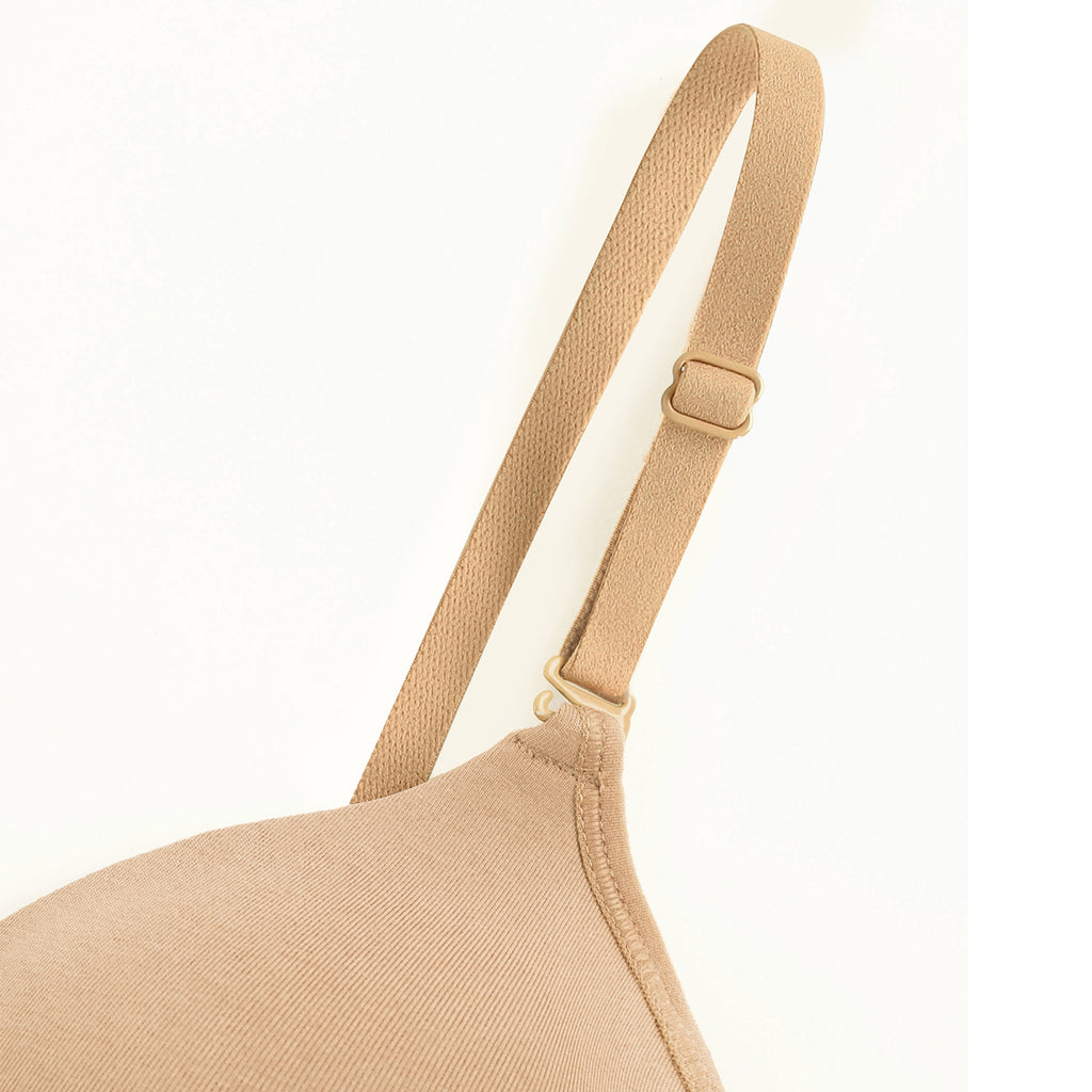 Wirefree Padded Combed Cotton Everyday Comfort Bra - Nude Shade
