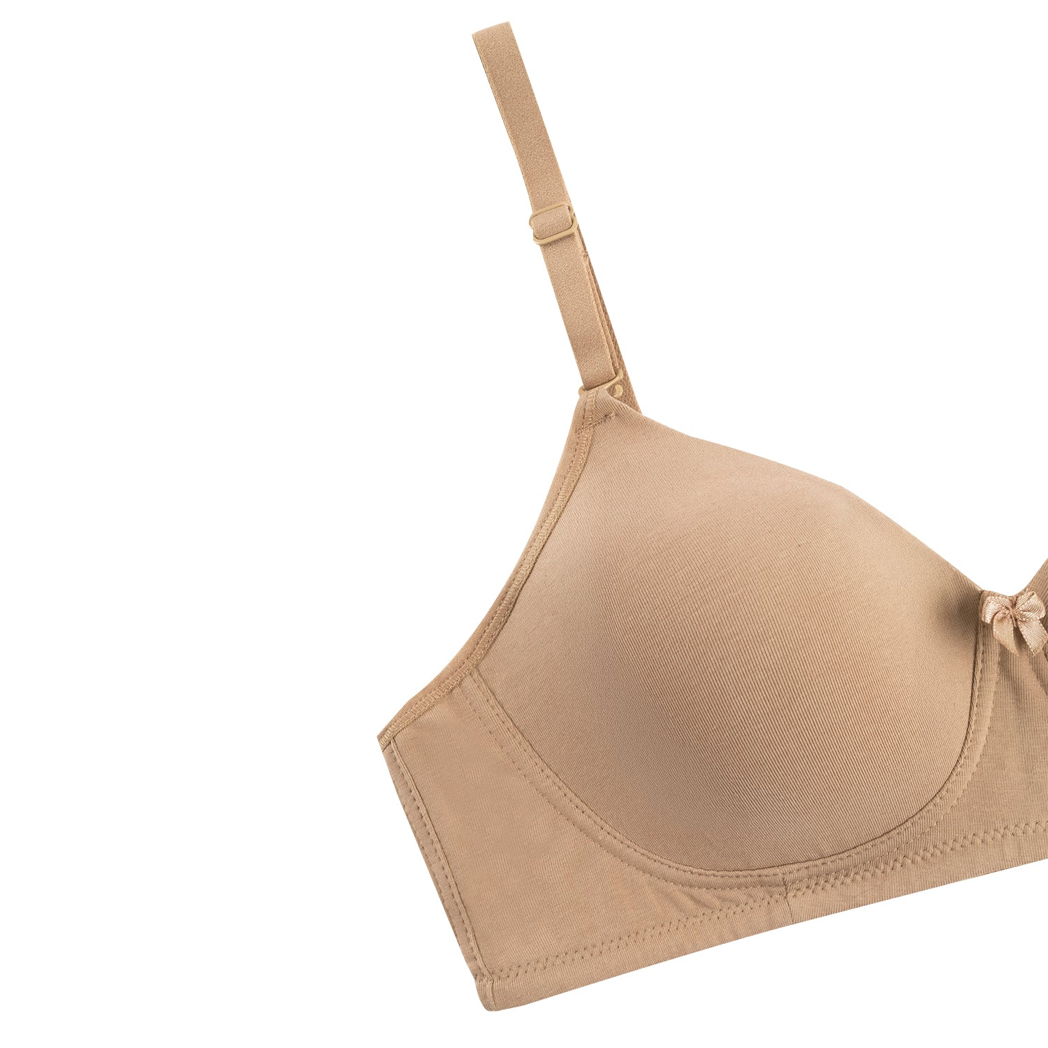 Wirefree Padded Combed Cotton Everyday Comfort Bra - Nude Shade