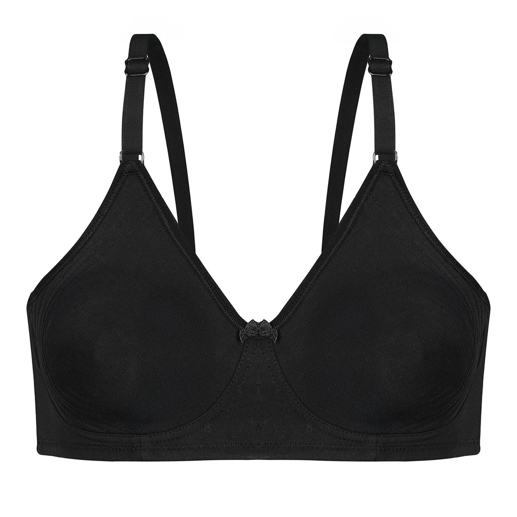 Wirefree Non-Padded Combed Cotton Everyday Comfort Bra - Black Shade