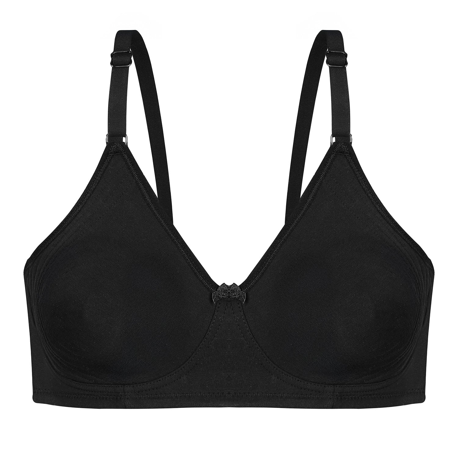 Wirefree Non-Padded Combed Cotton Everyday Comfort Bra - Black Shade