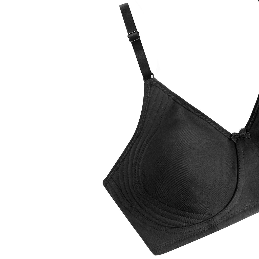 Wirefree Non-Padded Combed Cotton Everyday Comfort Bra - Black Shade