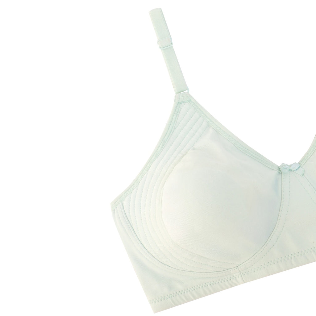 Wirefree Non - Padded Combed Cotton Everyday Comfort Bra - Light Green Shade
