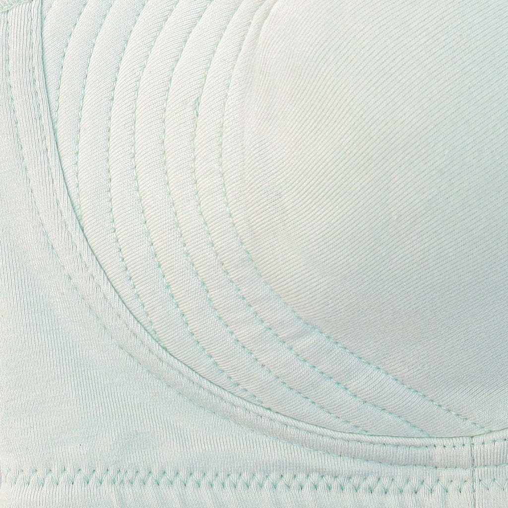 Wirefree Non - Padded Combed Cotton Everyday Comfort Bra - Light Green Shade